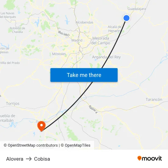 Alovera to Cobisa map