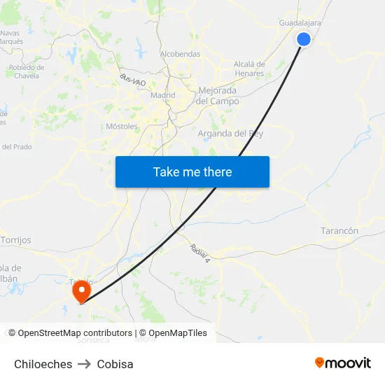 Chiloeches to Cobisa map