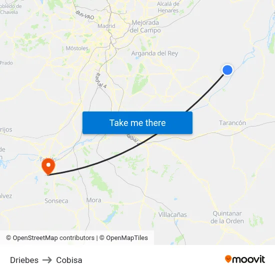 Driebes to Cobisa map