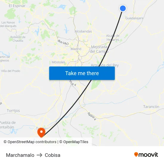 Marchamalo to Cobisa map