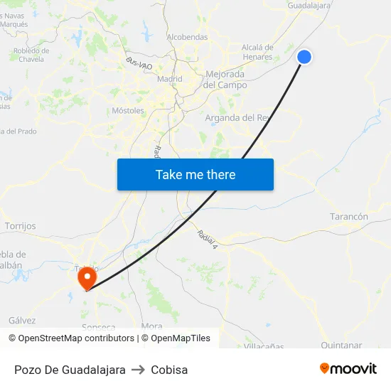 Pozo De Guadalajara to Cobisa map
