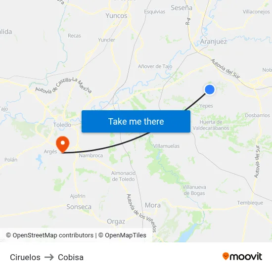Ciruelos to Cobisa map