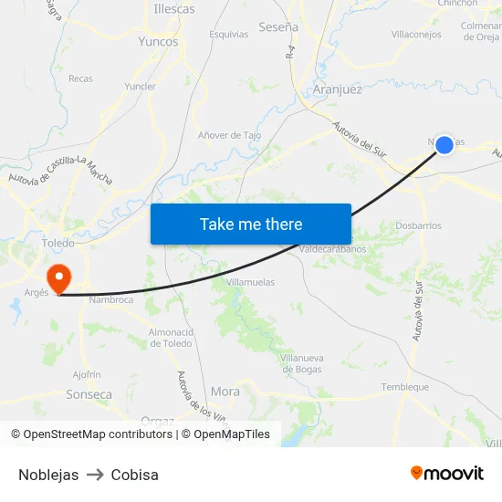 Noblejas to Cobisa map