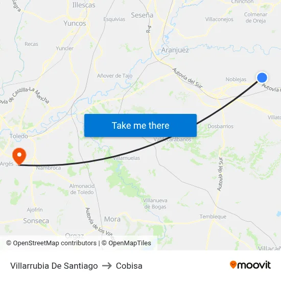 Villarrubia De Santiago to Cobisa map