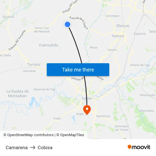 Camarena to Cobisa map