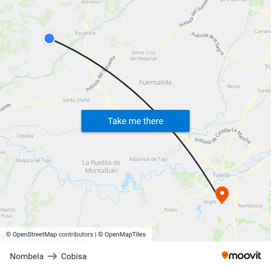 Nombela to Cobisa map