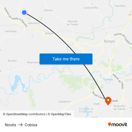 Novés to Cobisa map