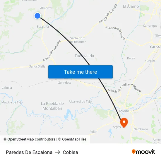 Paredes De Escalona to Cobisa map