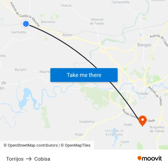 Torrijos to Cobisa map