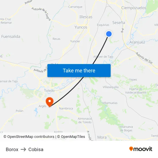 Borox to Cobisa map