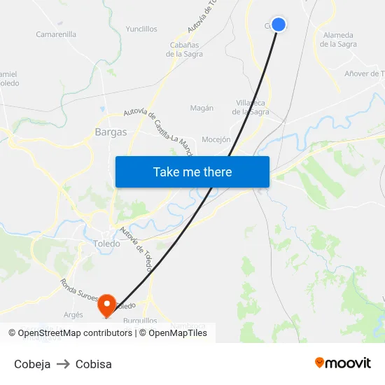 Cobeja to Cobisa map