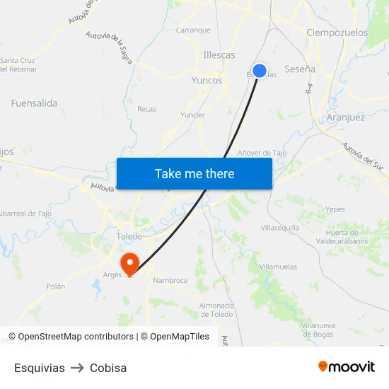 Esquivias to Cobisa map