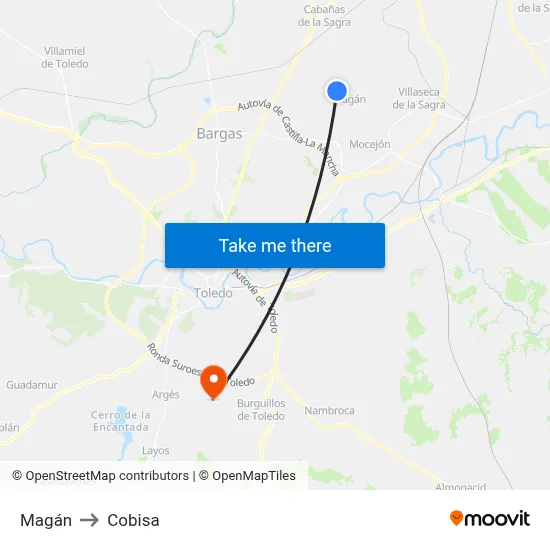 Magán to Cobisa map