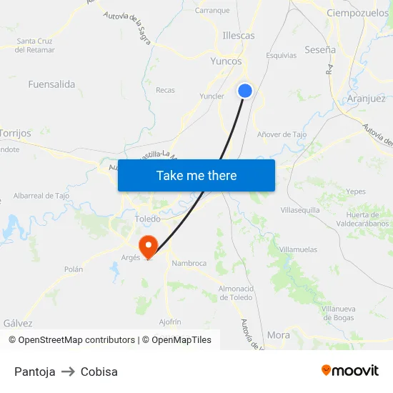Pantoja to Cobisa map