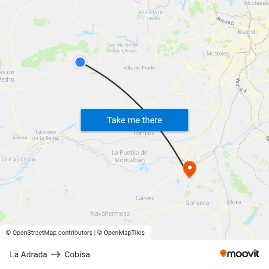 La Adrada to Cobisa map