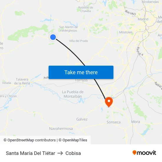 Santa María Del Tiétar to Cobisa map