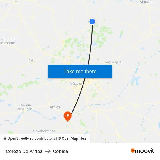 Cerezo De Arriba to Cobisa map