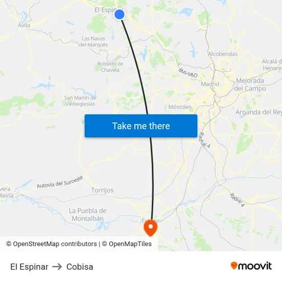El Espinar to Cobisa map