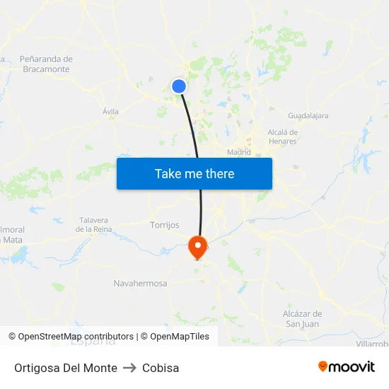 Ortigosa Del Monte to Cobisa map