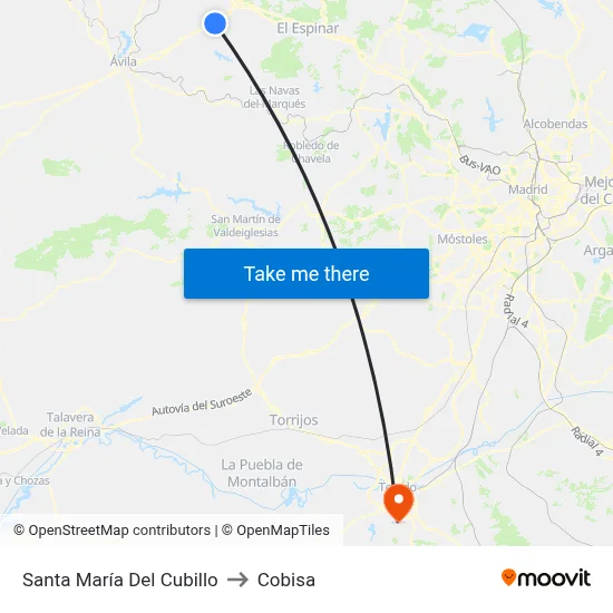 Santa María Del Cubillo to Cobisa map