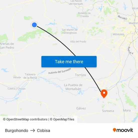Burgohondo to Cobisa map