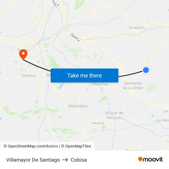 Villamayor De Santiago to Cobisa map