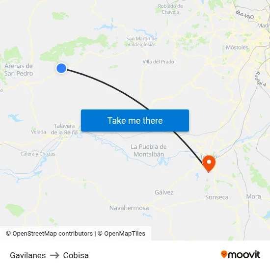 Gavilanes to Cobisa map