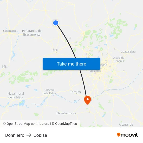 Donhierro to Cobisa map