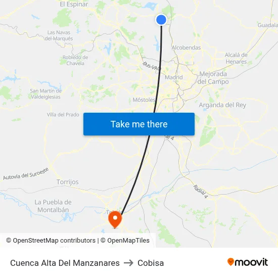 Cuenca Alta Del Manzanares to Cobisa map