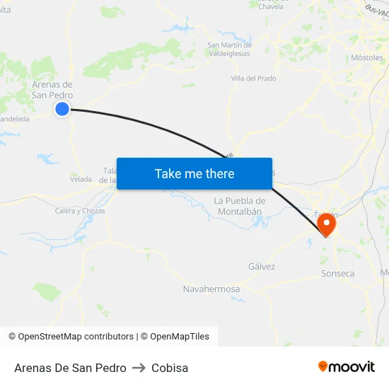 Arenas De San Pedro to Cobisa map