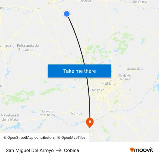 San Miguel Del Arroyo to Cobisa map