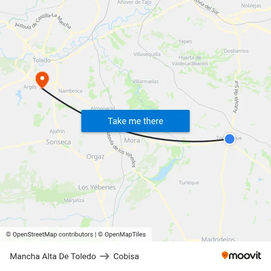 Mancha Alta De Toledo to Cobisa map