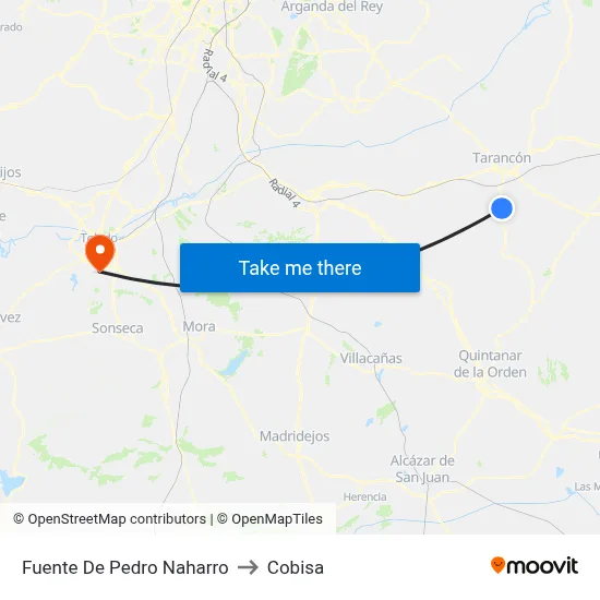 Fuente De Pedro Naharro to Cobisa map