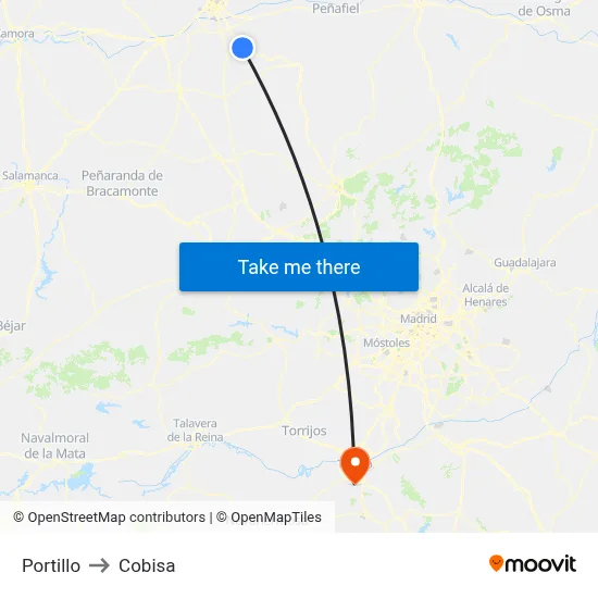 Portillo to Cobisa map