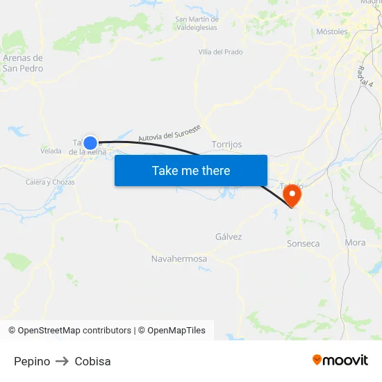 Pepino to Cobisa map