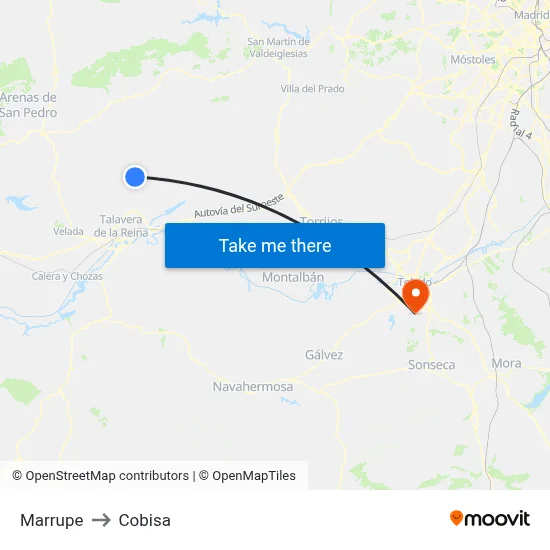 Marrupe to Cobisa map