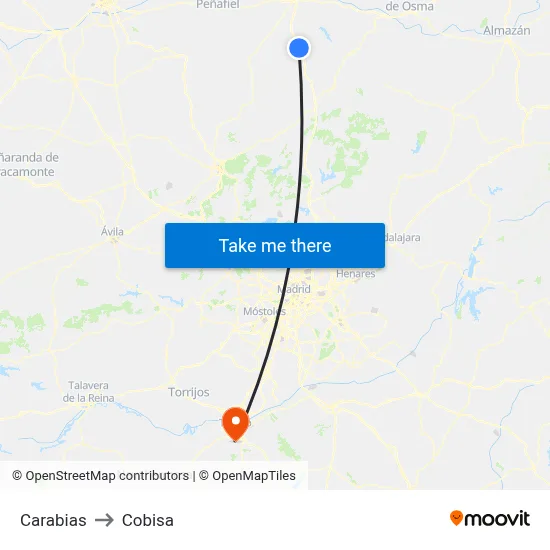 Carabias to Cobisa map