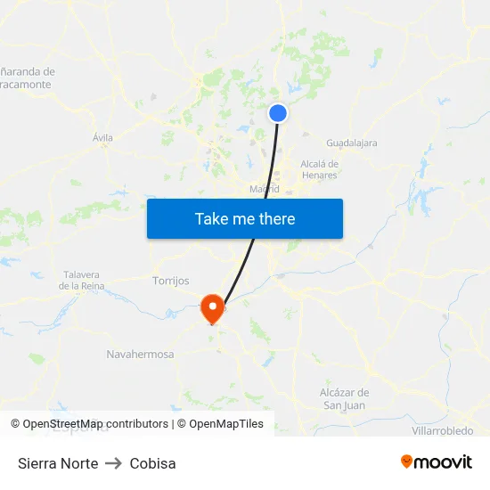 Sierra Norte to Cobisa map