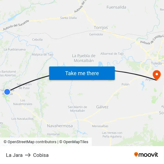 La Jara to Cobisa map