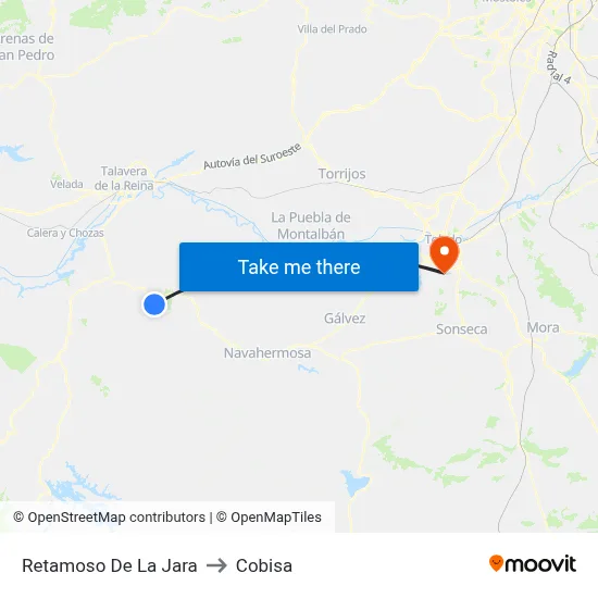 Retamoso De La Jara to Cobisa map