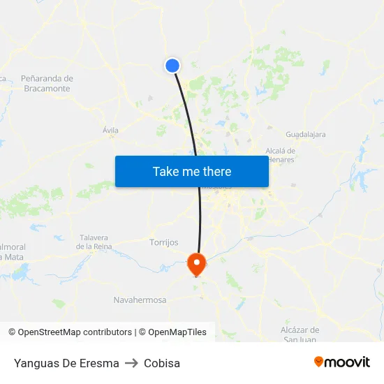 Yanguas De Eresma to Cobisa map