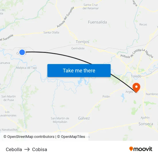 Cebolla to Cobisa map