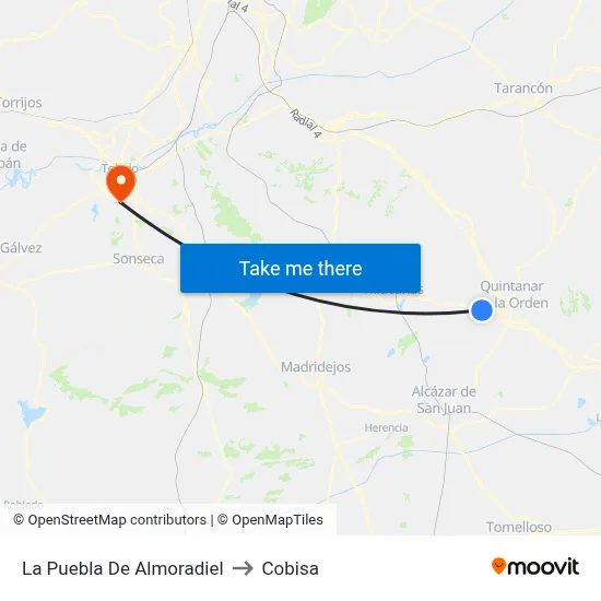 La Puebla De Almoradiel to Cobisa map