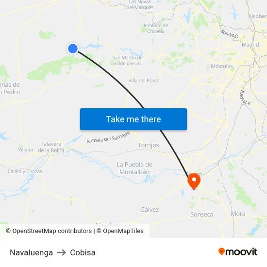 Navaluenga to Cobisa map