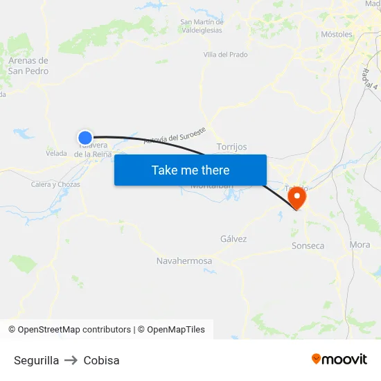 Segurilla to Cobisa map