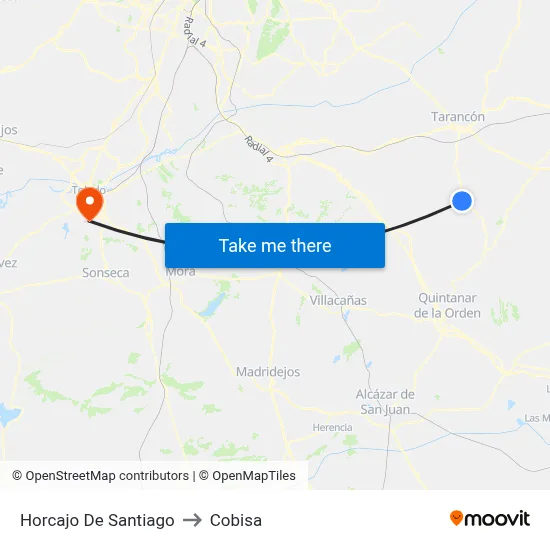 Horcajo De Santiago to Cobisa map