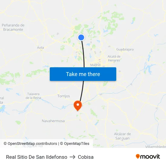 Real Sitio De San Ildefonso to Cobisa map