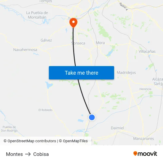 Montes to Cobisa map