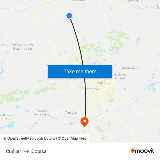 Cuéllar to Cobisa map