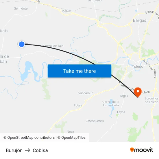 Burujón to Cobisa map
